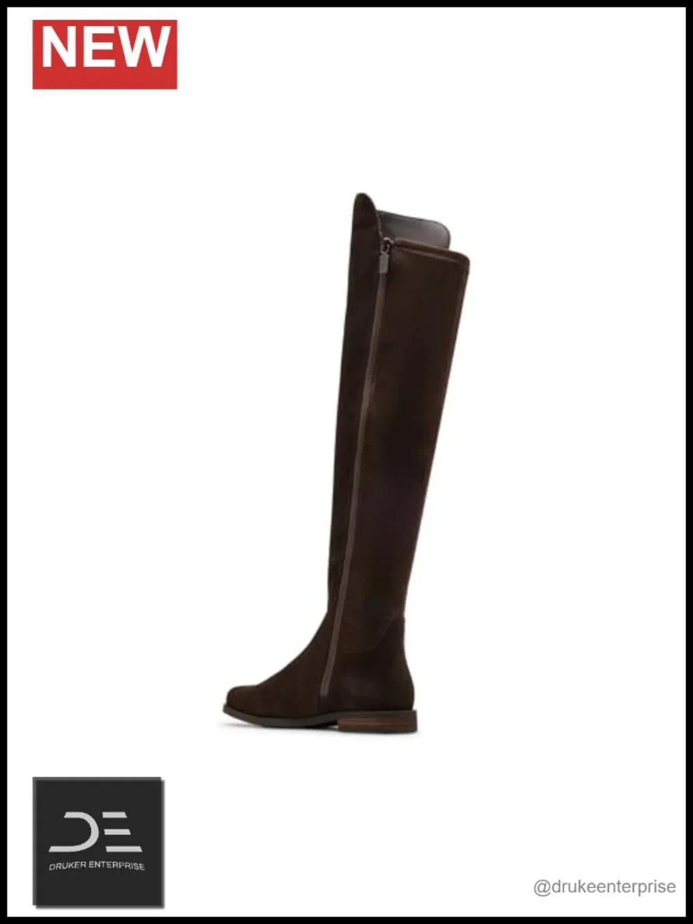 Waterproof Suede Over-the-Knee Stretch Boots Block Heel Square Toe